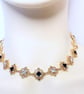 Sapphire Blue Crystal Gold Choker, Regency Fairycore Jewelry