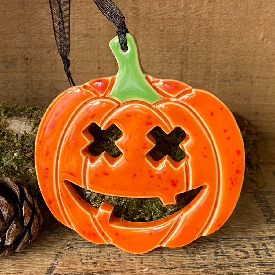 Orange ceramic pumpkin decoration