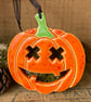 Orange ceramic pumpkin decoration - Image 1