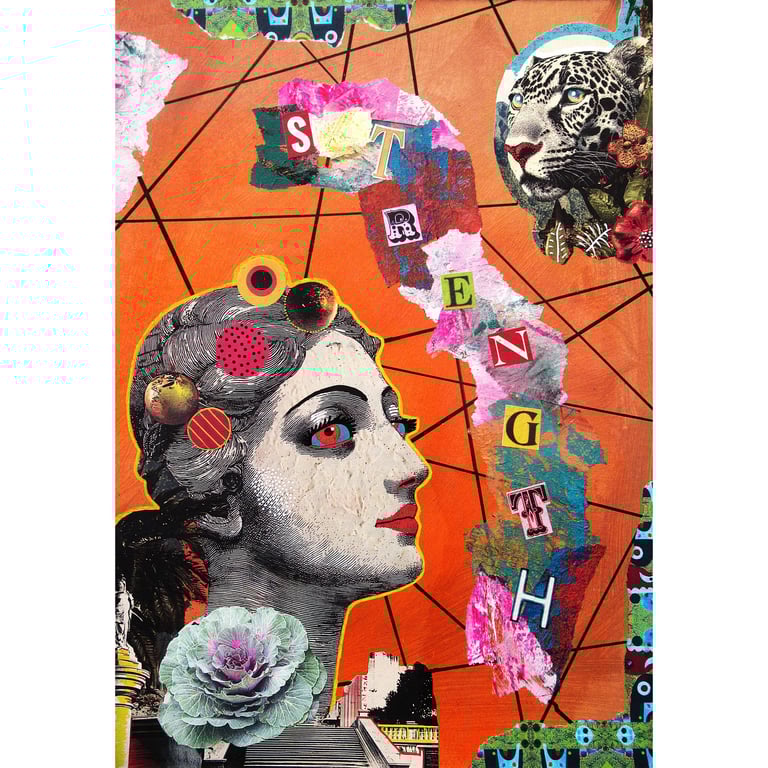 STRENGTH Feminist Painting Feminine Power Leopard & Goddess Empowerment Art