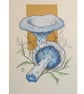 Indigo Milk Cap mushrooms drawing - Original mushroom wall art