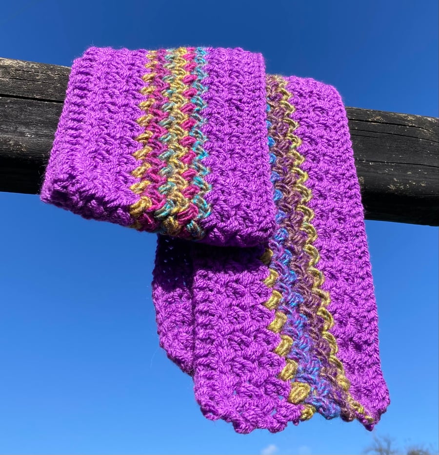 Purple Textured Rainbow Scarf