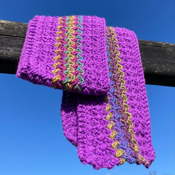 Purple Textured Rainbow Scarf