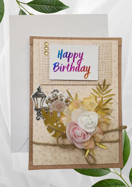 Happy Birthday Cards Handmade, Flowers Luxury Cards.For Her For Him,Special Card