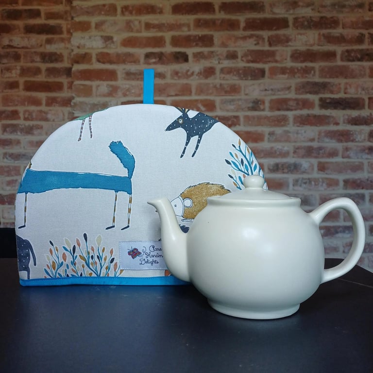 Tea Cosy in Teal coloured Funky Animals Fabric