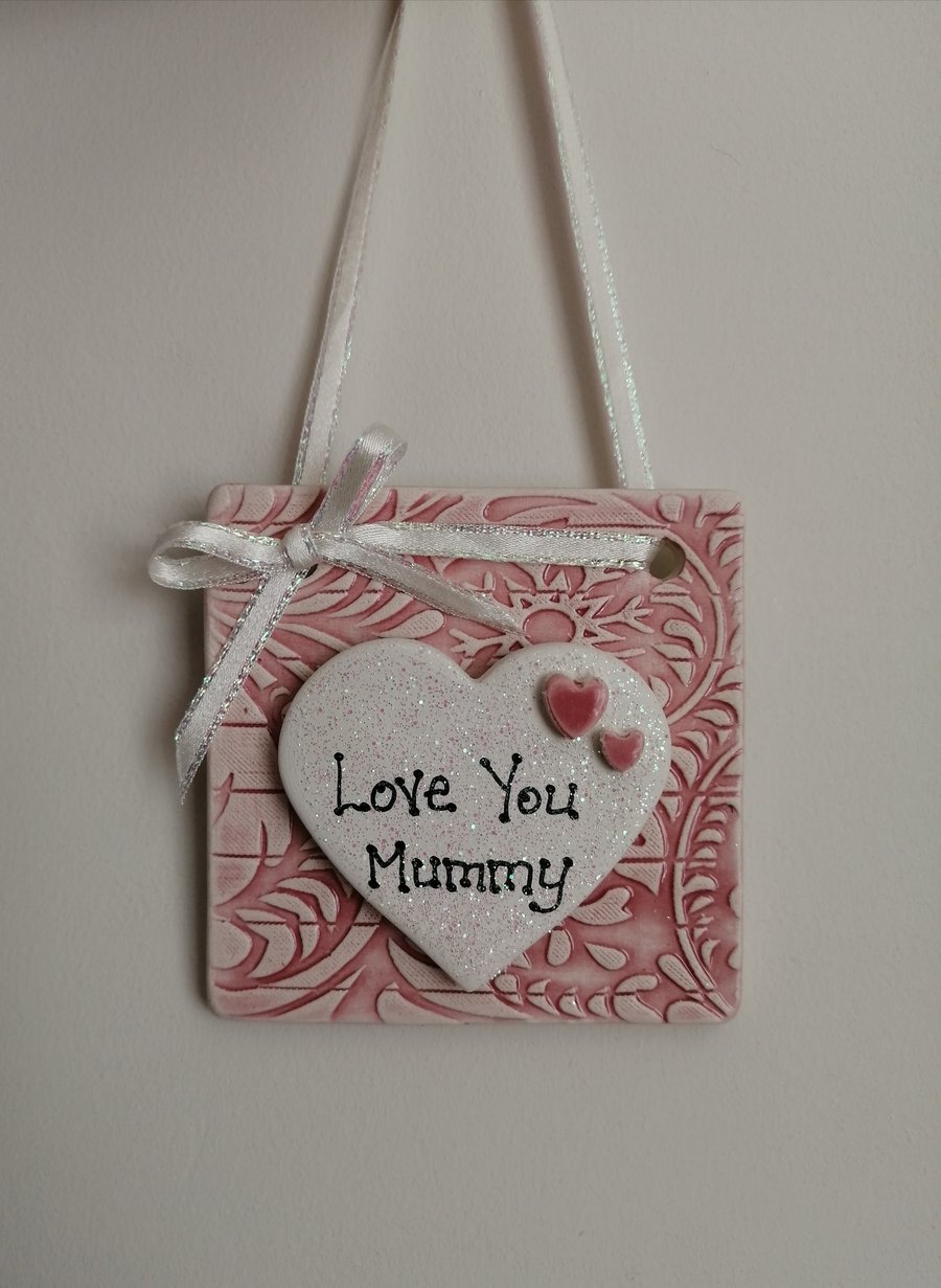 Mini hanging tile Heart - Mummy