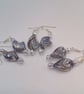 Black Iridescent Twist Bead and Silver Faceted Bead Silver Plated Earrings - Image 3