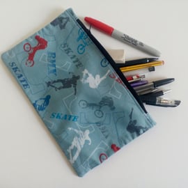 Pencil case for boys, back to school, zipped bag for drawing pens and pencils