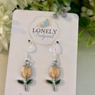 Gold Tulip Enamel Earrings, Floral Jewellery, Handmade Gift for Her