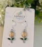 Gold Tulip Enamel Earrings, Floral Jewellery, Handmade Gift for Her