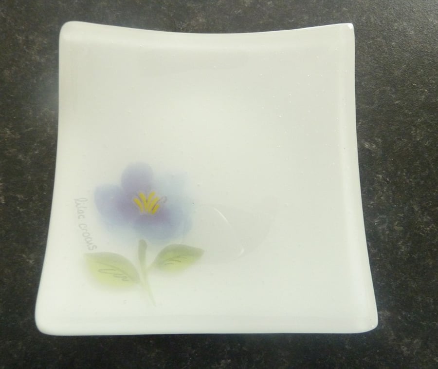 lilac crocus fused glass bowl