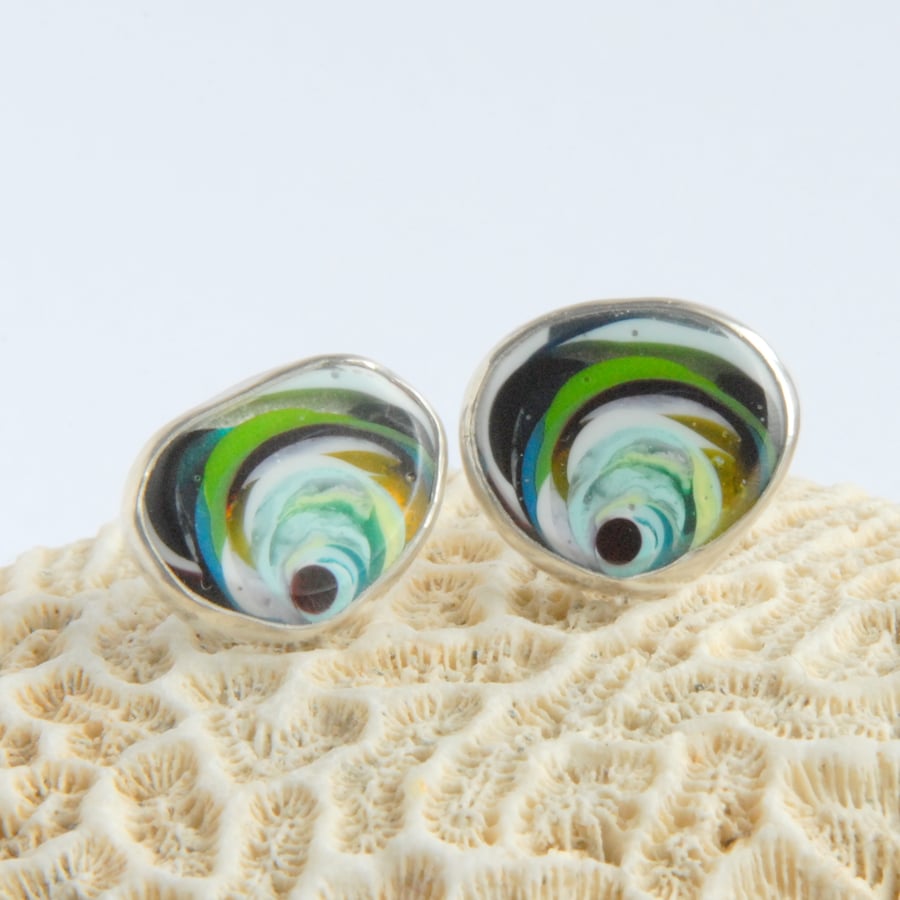 Cornish surfite and sterling silver stud earrings 