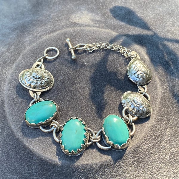 OOAK Silver and turquoise bracelet