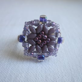 Purple Beadwork Ring