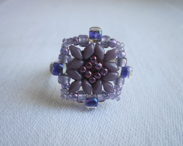 Purple Beadwork Ring