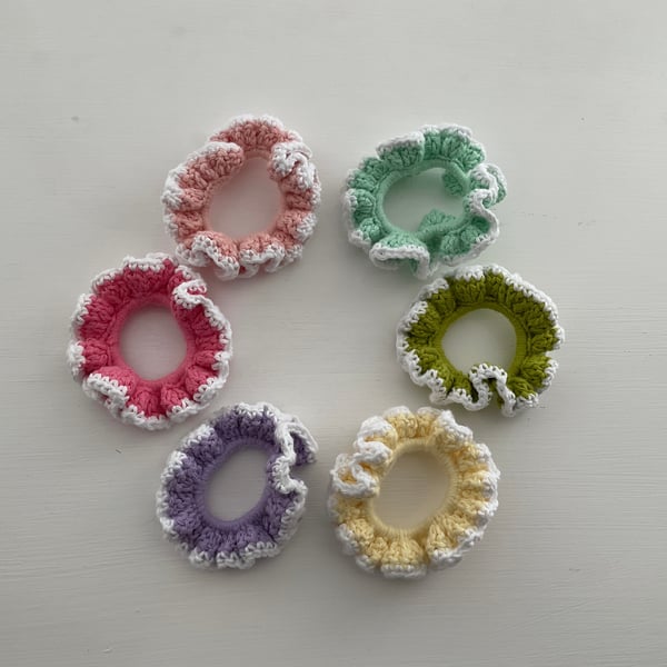 Handmade Crochet Scrunchies - Pastel & Pop Colour Pick-and-Mix Pack of 3