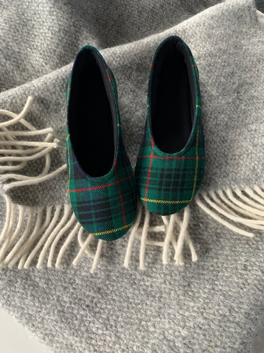 Ladies tartan slippers house shoes Christmas gift for her Christmas slippers
