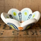 Little flower dish blue and orange