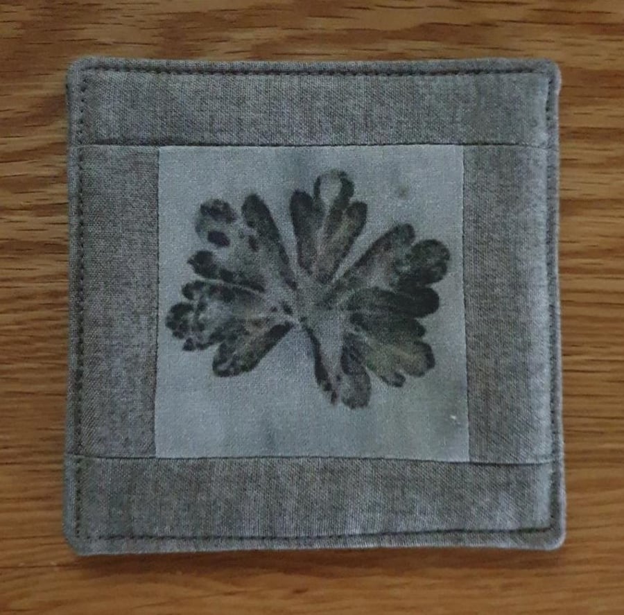 Coaster with Geranium Leaf Print