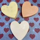 Trio of heart shaped soaps