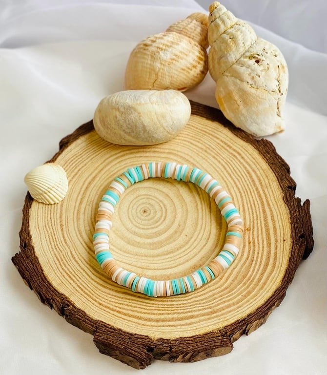 Aqua Breeze Clay Beaded Bracelet 