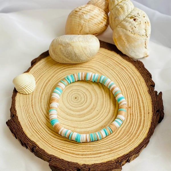 Aqua Breeze Clay Beaded Bracelet 