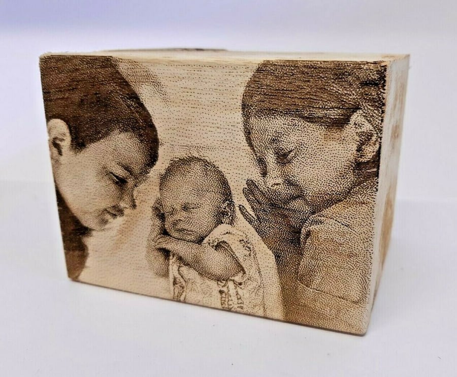 Personalised Wooden Photo Block Pallet Wood Customised Home Decor Art Ornament