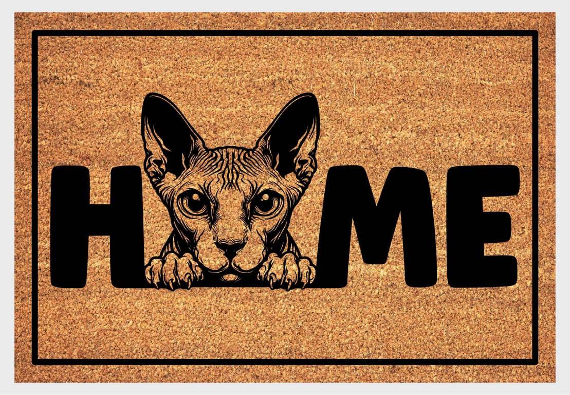 Sphynx Cat Home Door Mat No.3 - Sphynx Cat Welcome Mat - 3 Sizes