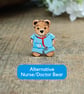 Doctor Pin, Handmade Tiny Nurse Teddy Bear Brooch, Personalised Medical Gift - Image 9