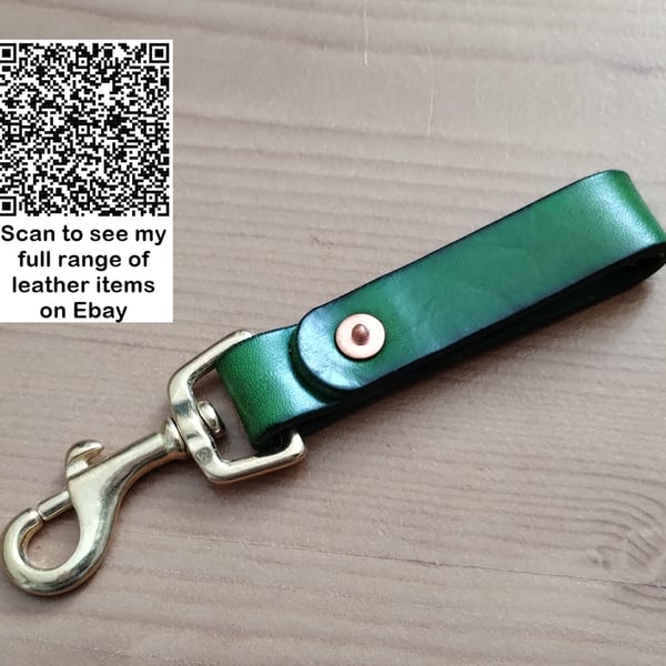 Leather & Solid Brass Trigger Clip Copper Rivet Keyring Belt Dangler