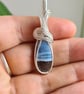 Natural Owyhee Blue Opal & 925 Silver Necklace Pendant Gift Crystal Jewellery  - Image 4