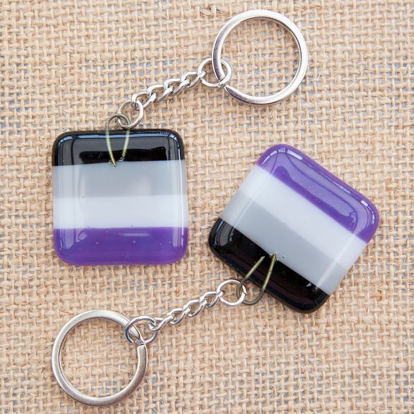 Asexual Ace Pride Fused Glass Keyring Keychain LGBTQ