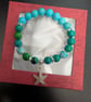 Handcrafted Ocean Breeze Bracelet - Blue Turquoise,Picture Jasper&Starfish Charm - Image 3