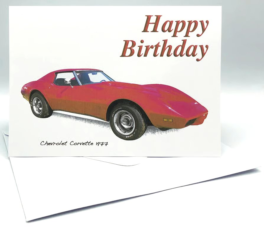 Chevrolet Corvette 1977 - Birthday, Anniversary, Thanksgiving or Plain Card