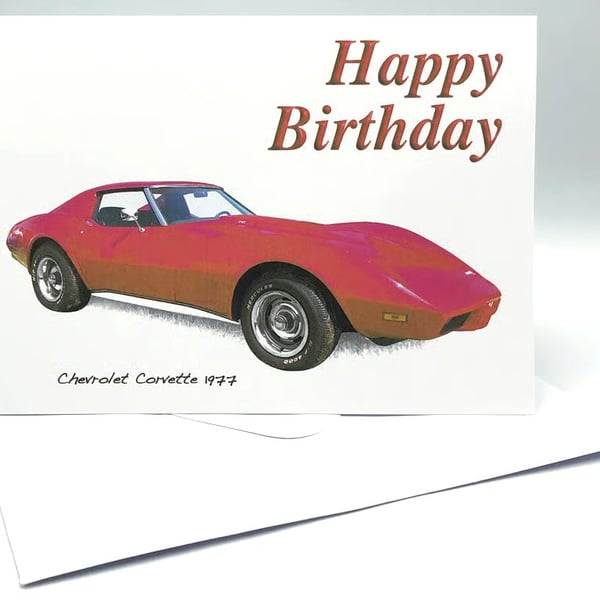 Chevrolet Corvette 1977 - Birthday, Anniversary, Thanksgiving or Plain Card