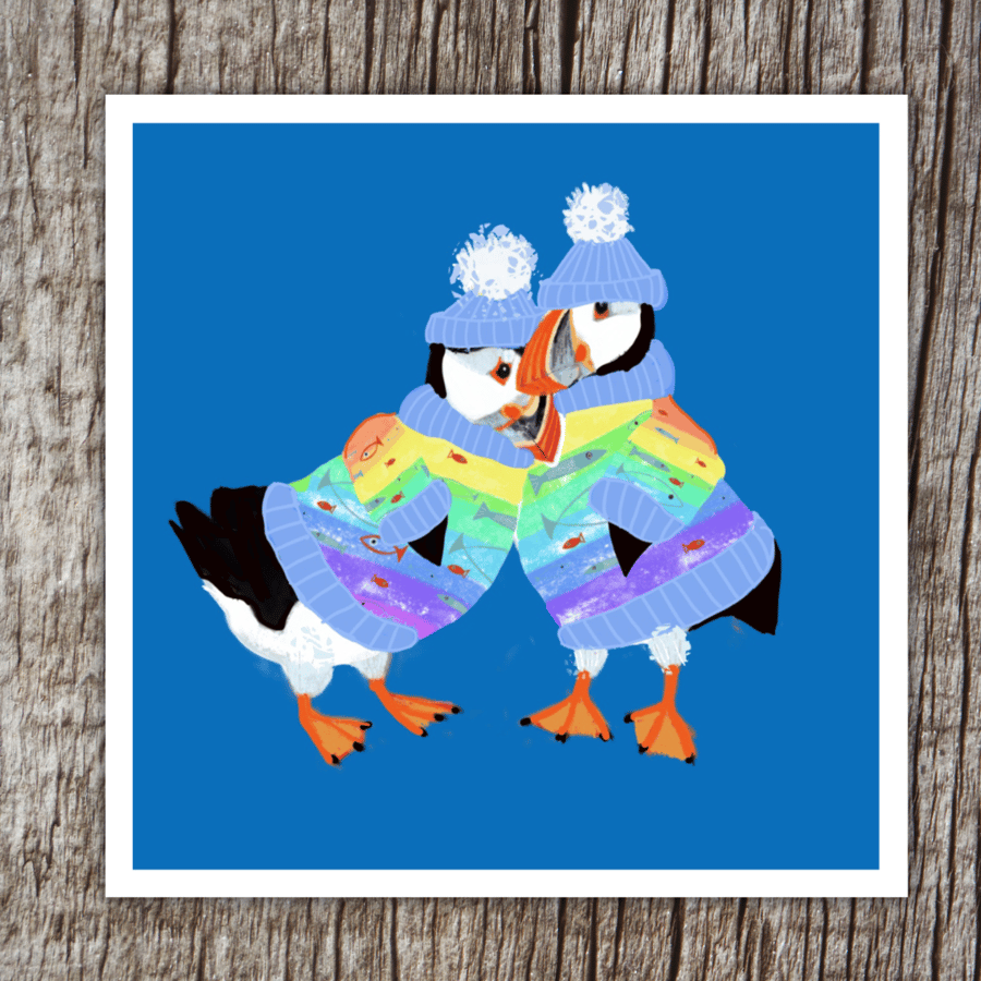 Puffin Love Blank Card Personalise 