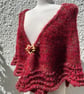 Halo Effect Red Mohair Hand Knitted Triangle Lace Shawl - Image 2