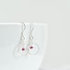 Ruby and Delicate Sterling Silver Circle Earrings