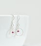Ruby and Delicate Sterling Silver Circle Earrings