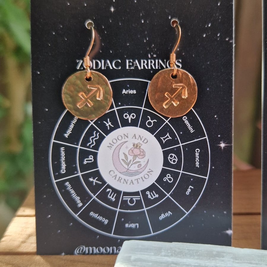 Sagittarius Copper Zodiac Earrings