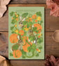Birthday card Rabbits  pumkins wildlife blank inside