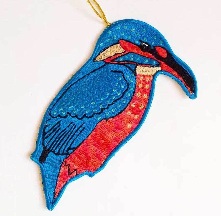 Kingfisher Embroidered Hanging Decoration 