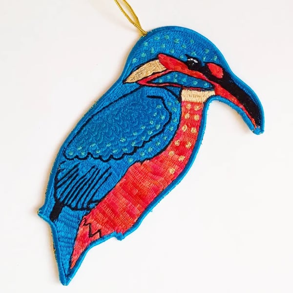 Kingfisher Embroidered Hanging Decoration 