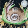 Original Mother Earth Woodland Resting Hare Rabbit Watercolour Mounted Wall Art