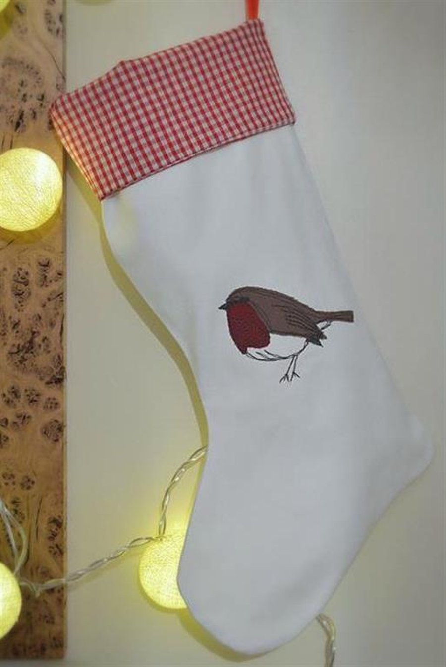 SALE!  Christmas Stocking, Robin Design, Handmade PRICE REDUCTION & FREE POSTAGE