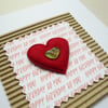 Red Felt Heart Sea Glass Embellished Greetings Card