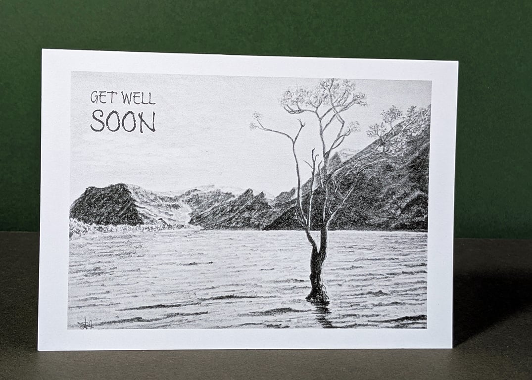Tranquil Lake Art Card: Blank or Personalised A6-Size Greetings Card