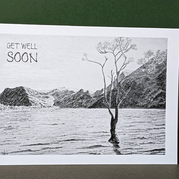 Tranquil Lake Art Card: Blank or Personalised A6-Size Greetings Card