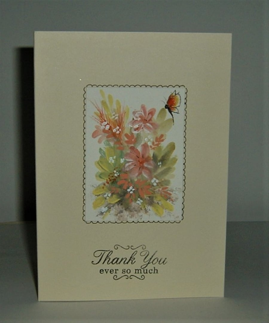 Hand painted Thank You card ( ref f 515)