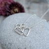 Sterling Silver Triple Open Heart Charm Necklace